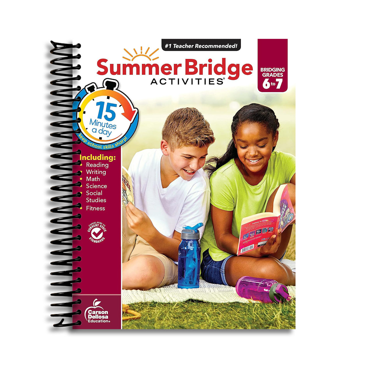 Summer Bridge Activities 6th to 7th Grade Workbooks All Subjects, Middle School Books With Math, Reading Comprehension, Science, Fitness, Social Studies, Writing Practice, and Flash Cards