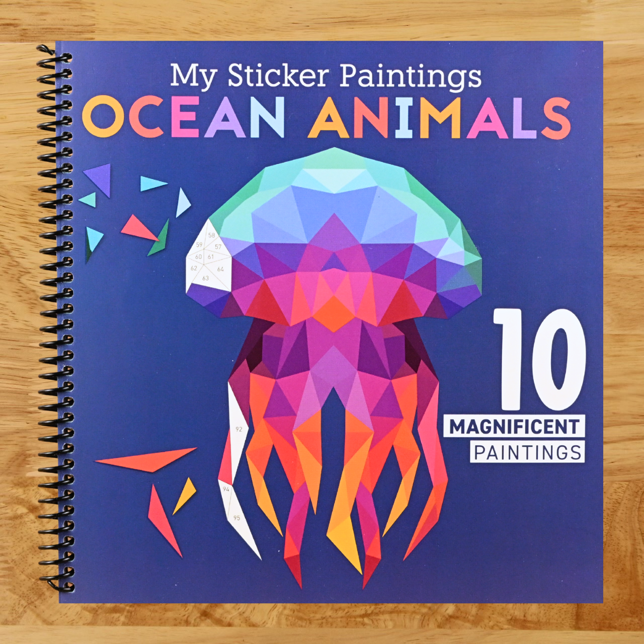 My Sticker Paintings: Ocean Animals: 10 Magnificent Paintings (Happy Fox Books) Sticker-by-Number for Kids 6-10 - Jellyfish, Dolphins, Penguins, and Sharks, with 36 to 149 Stickers per Design (Spiral bound)