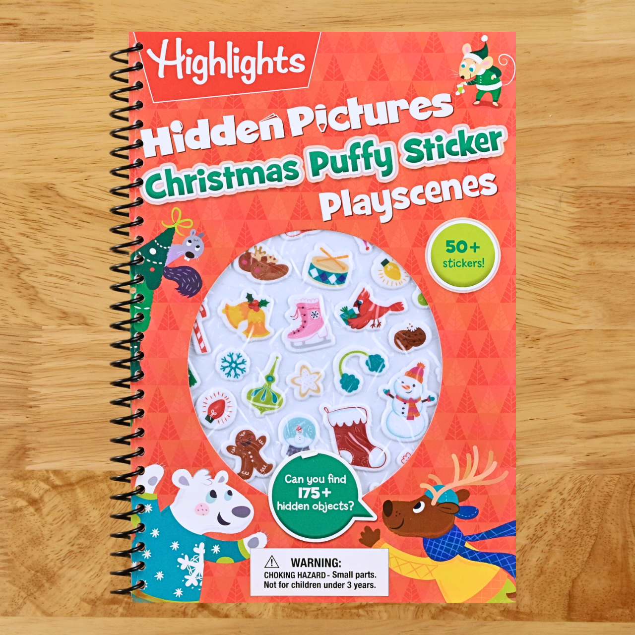 Christmas Hidden Pictures Puffy Sticker Playscenes: Christmas Activity Book with Over 50 Puffy Stickers, Festive Games and Hidden Pictures Puzzles for Kids 3-6 (Highlights Puffy Sticker Playscenes) (Spiral bound)