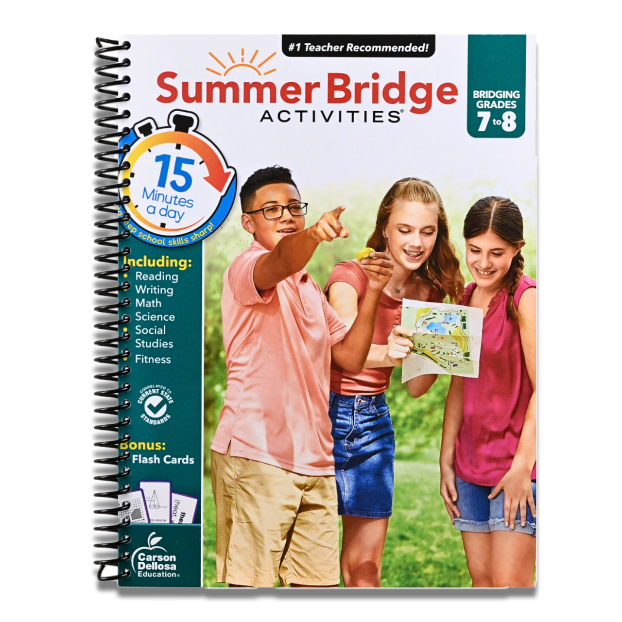 Summer Bridge Activities 7th Grade to 8th Grade Workbooks All Subjects, Math, Language Arts, Science, Social Studies, Fitness, Seventh & Eighth Grade with Flash Cards, eBooks & More (Volume 9) (Spiral bound) Happy Coil spiral bound book