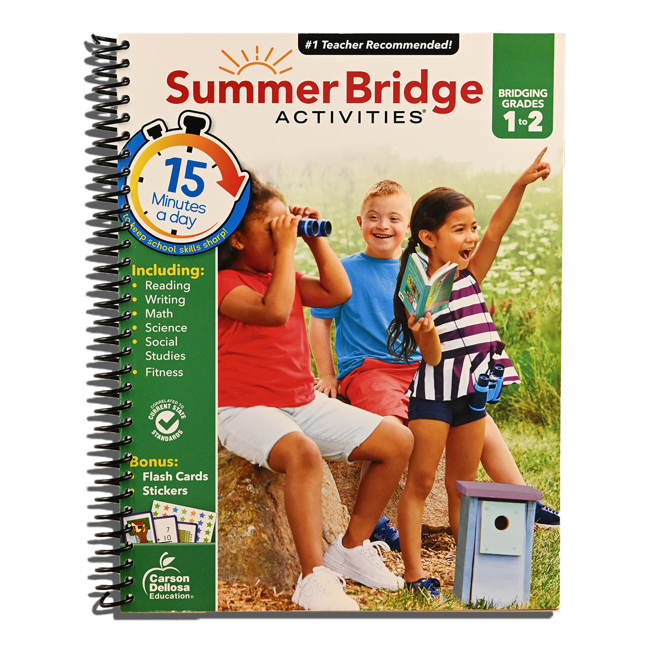 Summer Bridge Activities 1st to 2nd Grade Workbook, Activity Book With Math, Language Arts, Reading Comprehension, Science, Social Studies, Writing, Fitness, Flash Cards, Stickers and More (Volume 3) (Spiral bound)