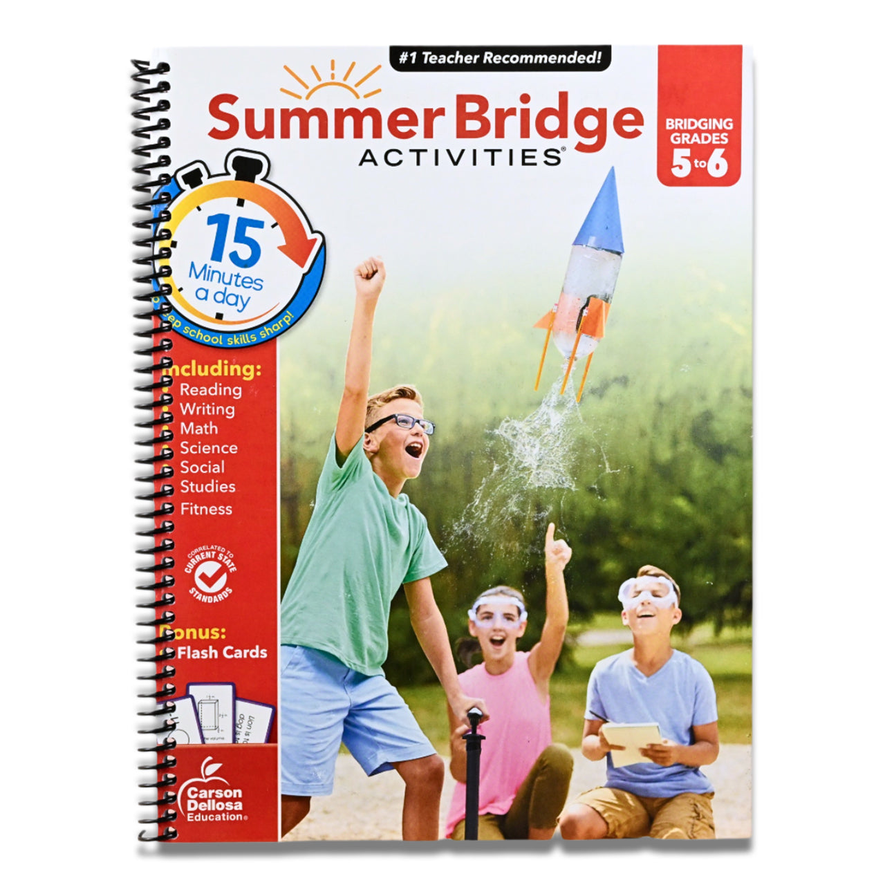 Summer Bridge Activities 5th to 6th Grade Workbooks All Subjects, Middle School Books With Math, Language Arts, Reading Comprehension, Science, Social Studies, Fitness, Flash Cards, and More (Volume 7) (Spiral bound)
