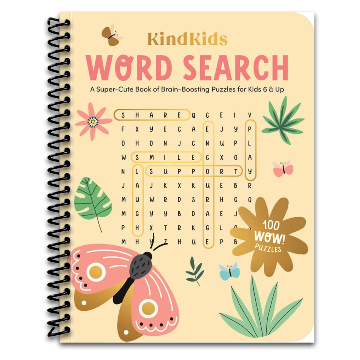 KindKids Word Search: A Super-Cute Book of Brain-Boosting Puzzles for Kids 6 & Up (Spiral bound) Happy Coil spiral bound book
