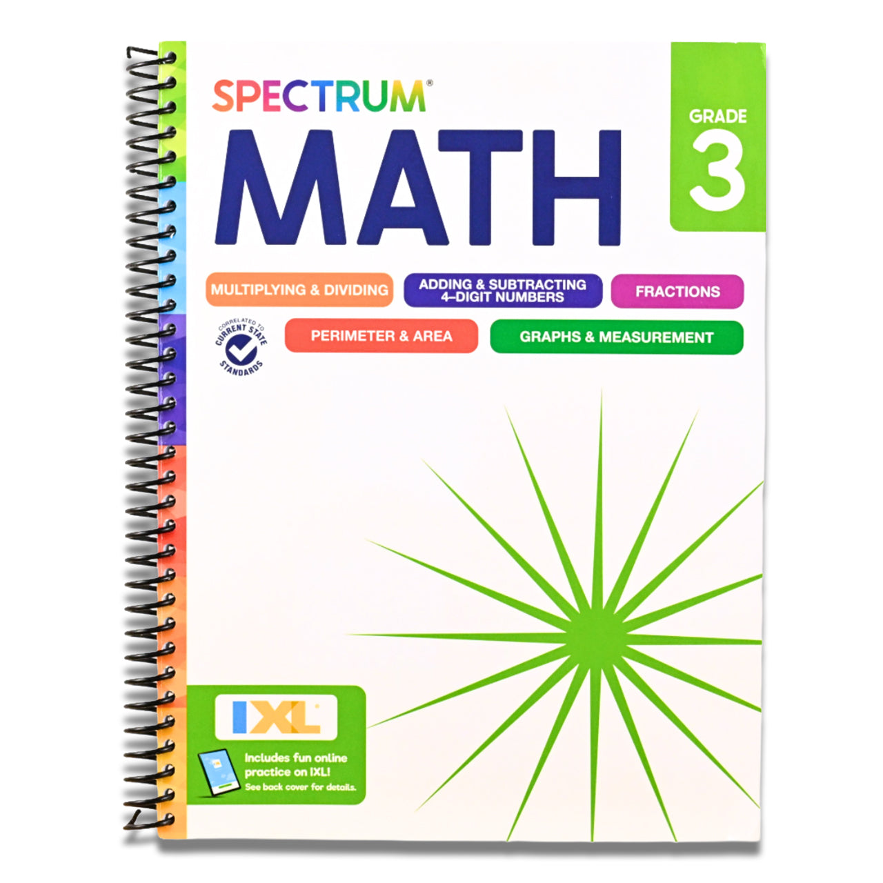 Spectrum 3rd Grade Math Workbook, Mathematics Activity Book for Kids Ages 8-9, Multiplication, Division, Fractions, Addition and Subtraction with 4 Digit Numbers, Classroom or Homeschool Curriculum (Spiral bound) Happy Coil spiral bound book