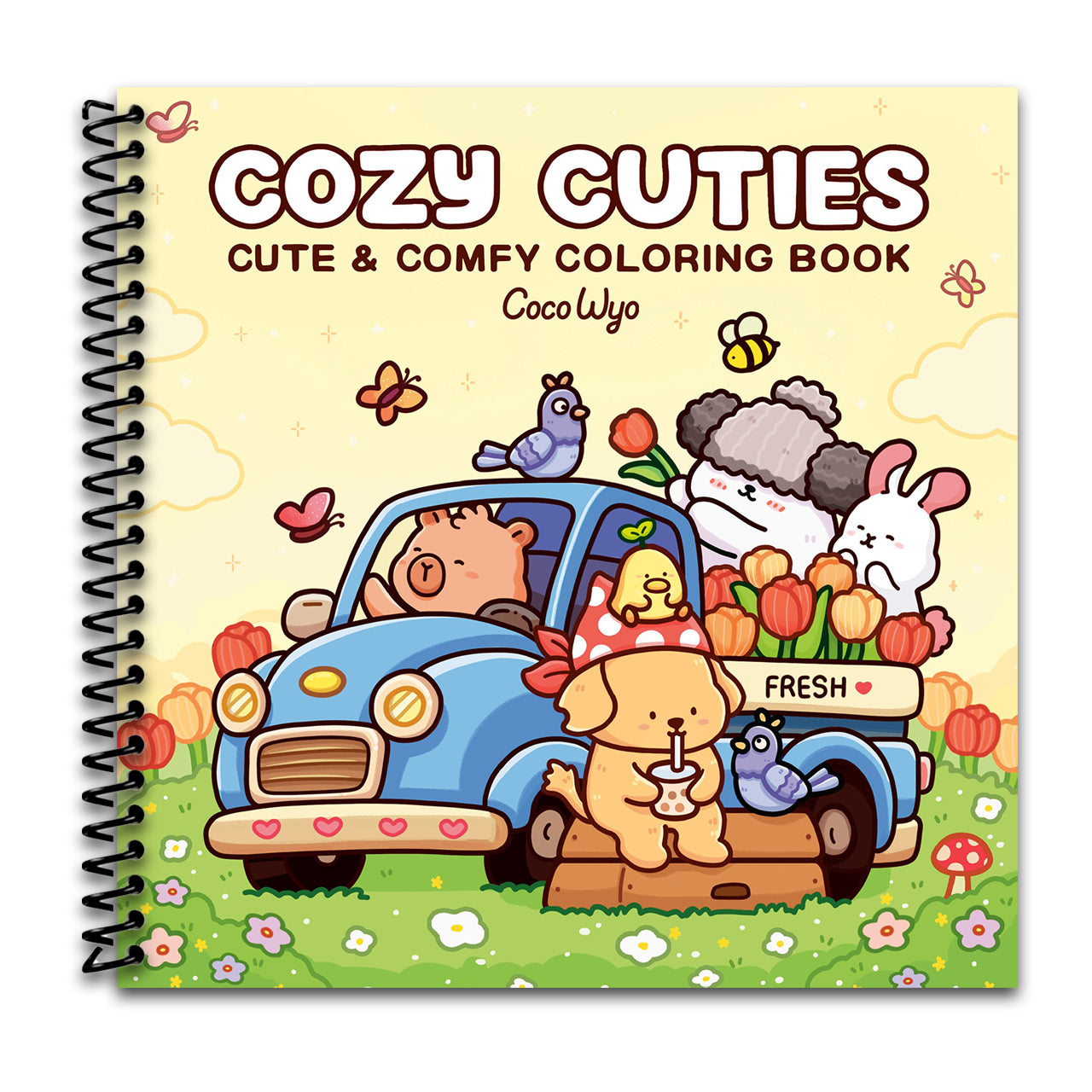 Cozy Cuties: Coloring Book for Adults and Kids (Cozy Spaces Coloring) (Spiral bound) Happy Coil spiral bound book