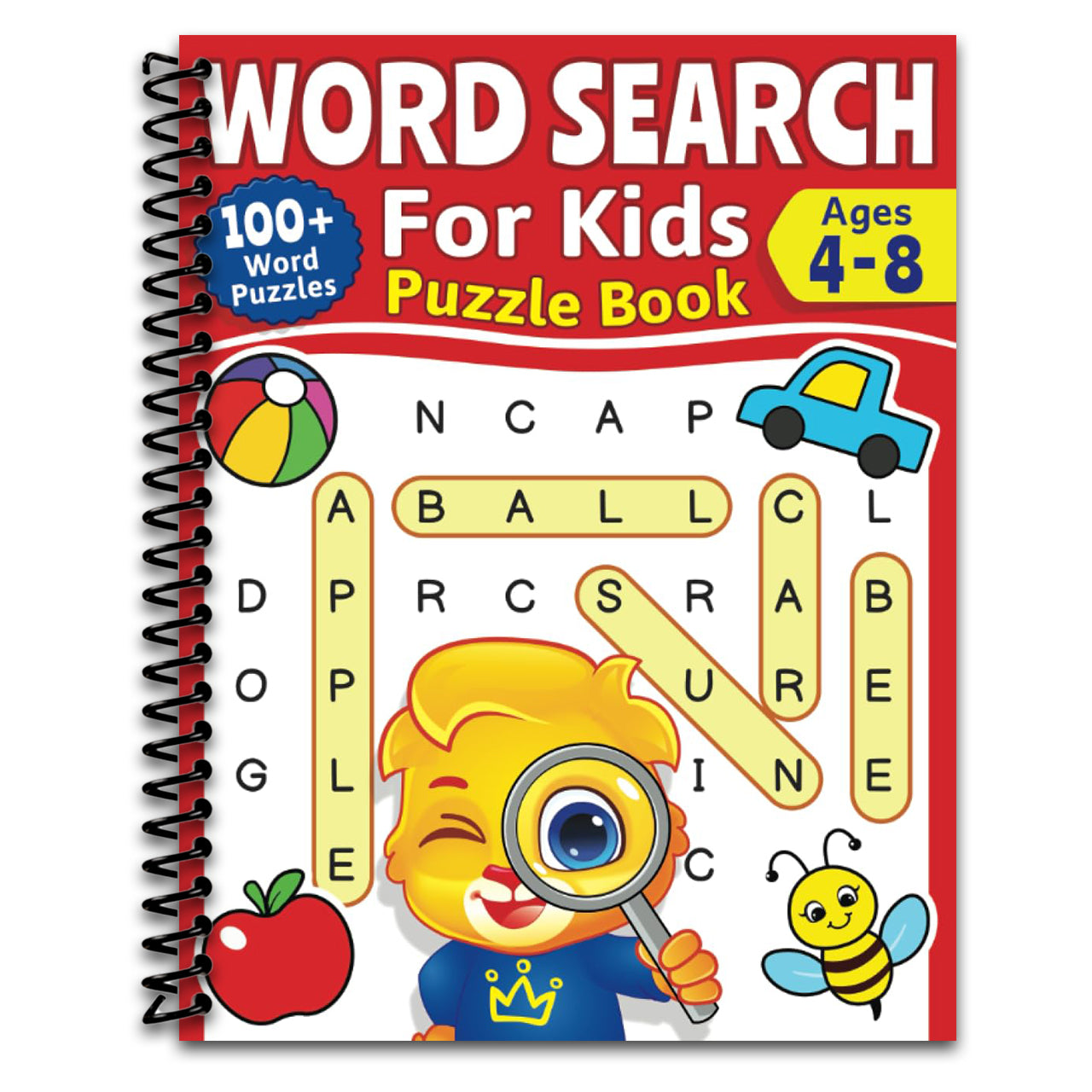 Word Search For Kids Puzzle Book: 100+ Word Puzzles | Fun Challenges For Children Ages 4-8 | Search and Find Words Activity Book With Multiple Levels Of Difficulty (Spiral bound) Happy Coil spiral bound book