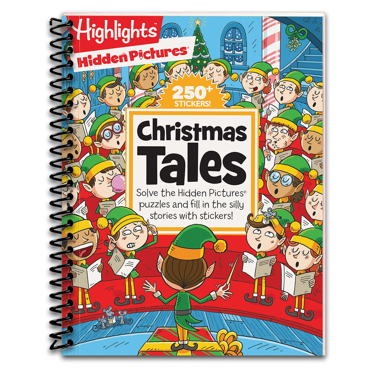 Christmas Tales: Must-Have Christmas Book for Kids with Christmas Puzzles, Over 250 Stickers and Silly Stories (Highlights Hidden Pictures Silly Sticker Stories) (Spiral bound) Happy Coil spiral bound book