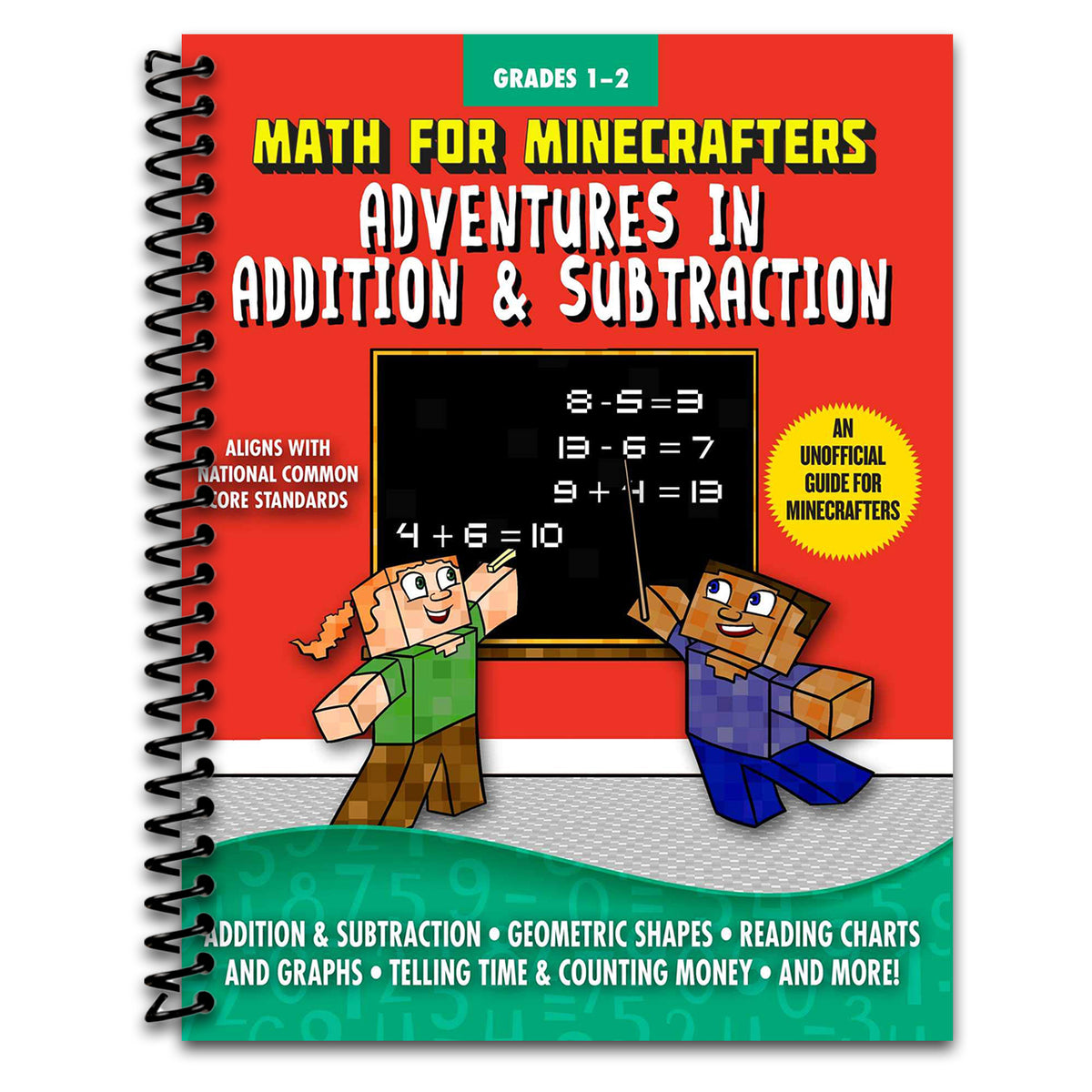 Math for Minecrafters: Adventures in Addition & Subtraction (Spiral bound) Happy Coil spiral bound book