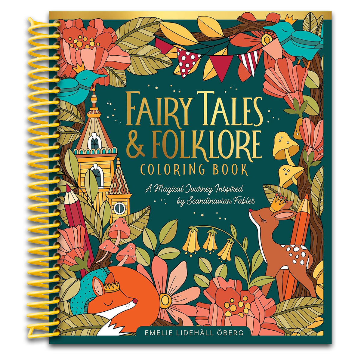 Fairy Tales & Folklore Coloring Book: A Magical Journey Inspired by Scandinavian Fables (Spiral bound) Happy Coil spiral bound book