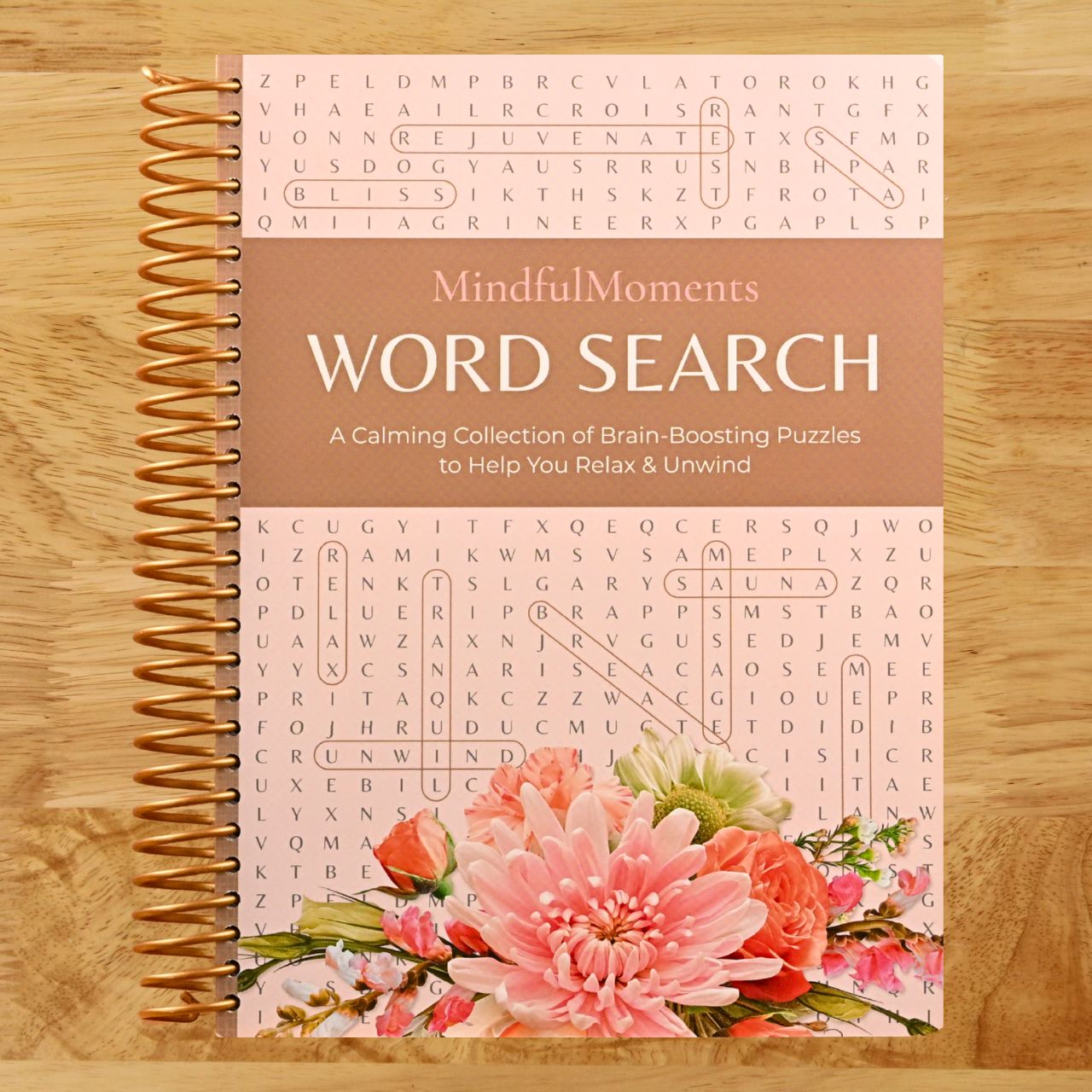 MindfulMoments Word Search: A Calming Collection of Brain-Boosting Puzzles to Help You Relax & Unwind (Spiral bound) Happy Coil spiral bound book