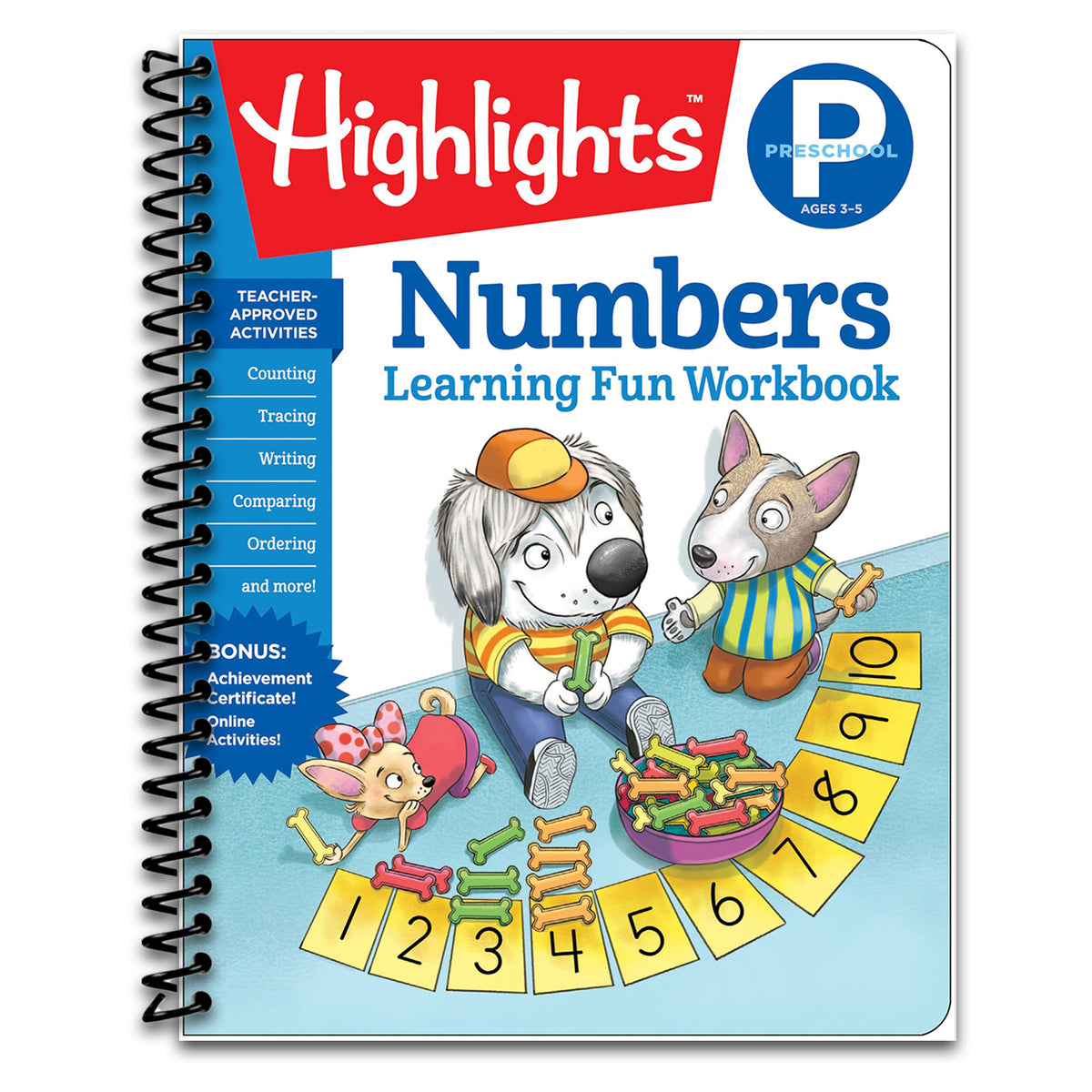 Preschool Numbers (Highlights Learning Fun Workbooks) (Spiral bound) Happy Coil spiral bound book