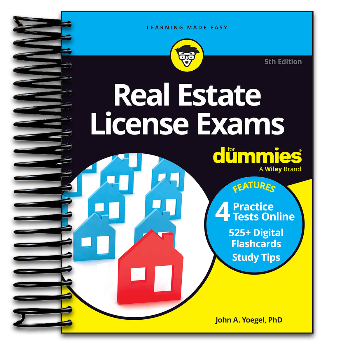 Real Estate License Exams For Dummies: Book + 4 Practice Exams + 525 Flashcards Online (Spiral bound) Happy Coil spiral bound book