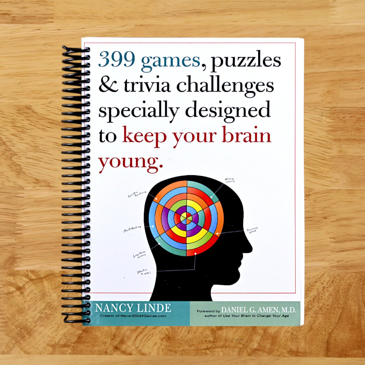 399 Games, Puzzles & Trivia Challenges Specially Designed to Keep Your Brain Young. (Spiral bound) Happy Coil spiral bound book