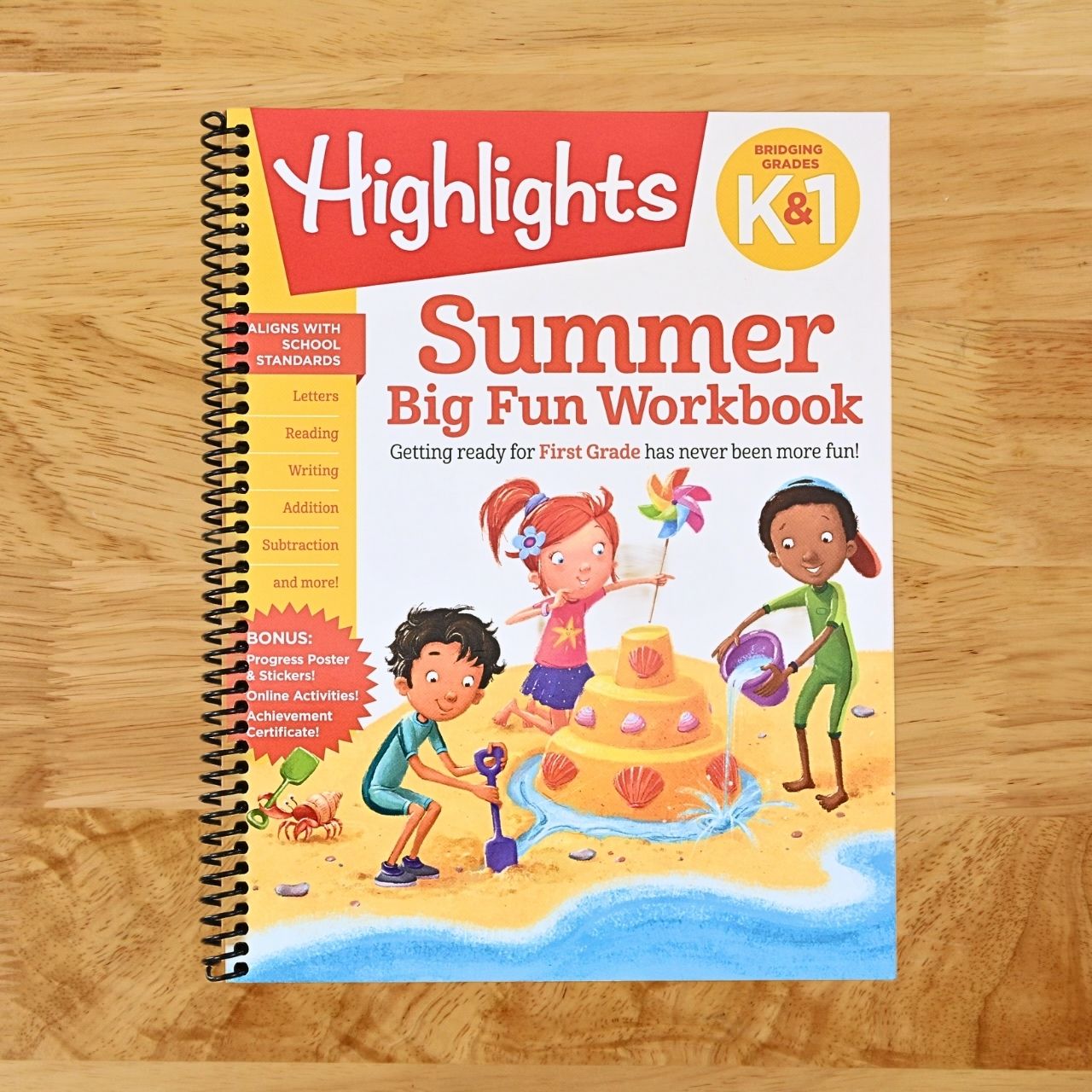 Summer Big Fun Workbook Bridging Grades K & 1: Ready for First Grade at Home, First Grade Summer Workbook with Letters, Reading, Writing, Addition, Subtraction and More (Highlights Summer Learning)
