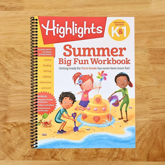 Summer Big Fun Workbook Bridging Grades K & 1: Ready for First Grade at Home, First Grade Summer Workbook with Letters, Reading, Writing, Addition, Subtraction and More (Highlights Summer Learning)