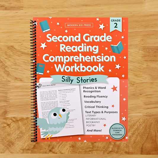 The 2nd Grade Reading Comprehension Workbook for Kids: Silly and Engaging Stories, Biographies, Poetry and Informational Text to Improve Reading Comprehension and Phonics (2nd Grade Workbooks)