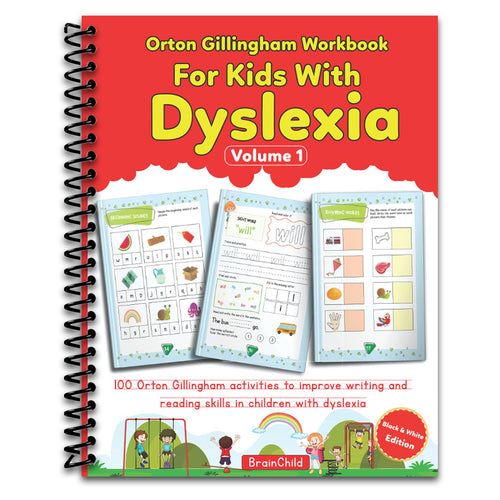 Orton Gillingham Workbook For Kids With Dyslexia. 100 Orton Gillingham activities to improve writing and reading skills in children with dyslexia. Volume 1. Black & White Edition. (Spiral bound) Happy Coil spiral bound book
