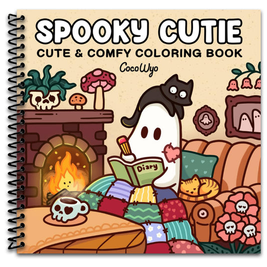 Spooky Cutie: Coloring Book for Adults and Teens Featuring Adorable Creepy Creatures in Cozy Hygge Moments for Relaxation (Cozy Spaces Coloring) (Spiral bound) Happy Coil spiral bound book