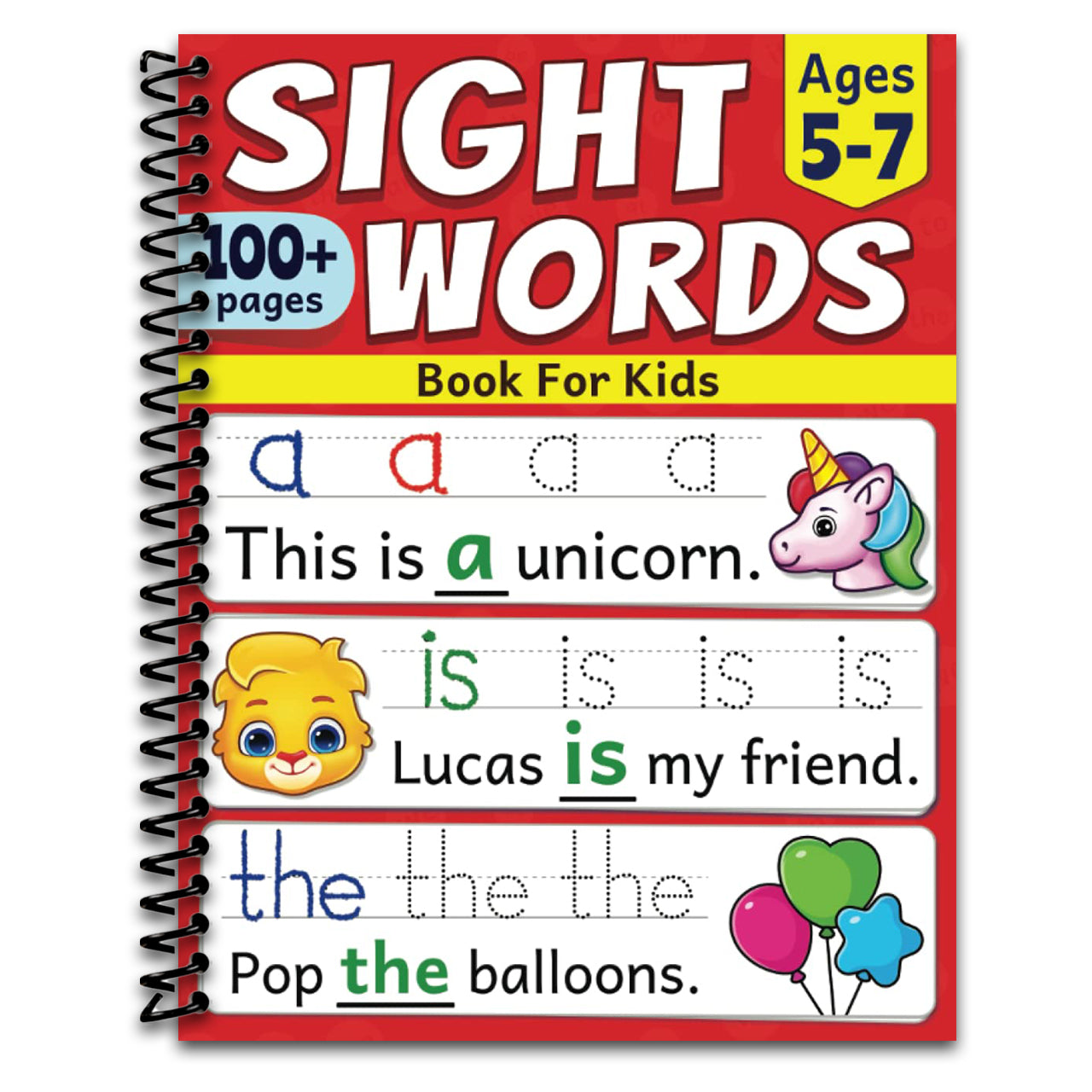 Sight Words Book For Kids: Quickly Learn First 100 Most Common Sight Words For Kindergarten, 1st Grade and 2nd Grade | For Kids Learning To Read and Write | Ages 5 to 7 (Spiral bound) Happy Coil spiral bound book
