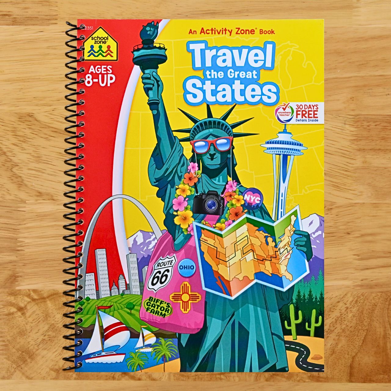 School Zone Travel the Great States Workbook: 64 Pages, 3rd Grade, Geography, Map-Reading, United States, Ages 8+ (Activity Zone Book Series) (Spiral bound) Happy Coil spiral bound book