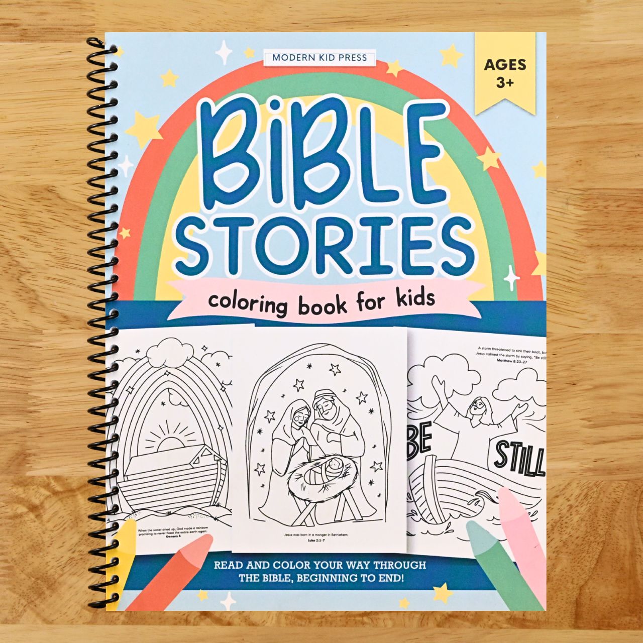 The Bible Stories Christian Coloring Book for Kids: Read and Color Your Way Through the Bible, Beginning to End (Spiral bound) Happy Coil spiral bound book