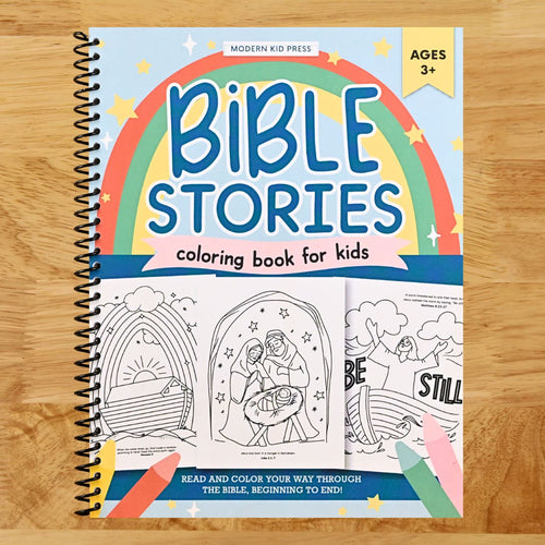 The Bible Stories Christian Coloring Book for Kids: Read and Color Your Way Through the Bible, Beginning to End (Spiral bound) Happy Coil spiral bound book