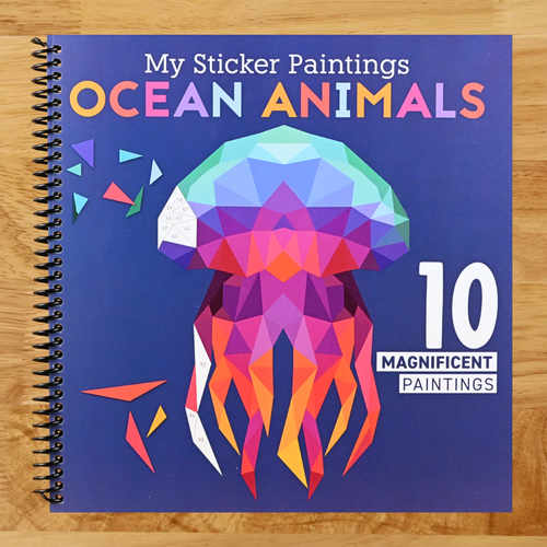 My Sticker Paintings: Ocean Animals: 10 Magnificent Paintings (Happy Fox Books) Sticker-by-Number for Kids 6-10 - Jellyfish, Dolphins, Penguins, and Sharks, with 36 to 149 Stickers per Design   (Spiral bound)
