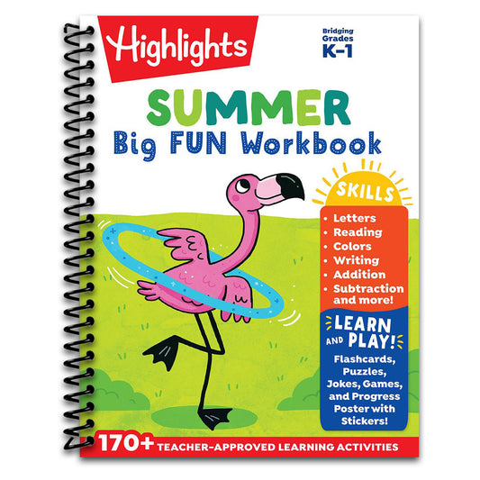 Summer Big Fun Workbook Bridging Grades K & 1: Ready for First Grade at Home, First Grade Summer Workbook with Letters, Reading, Writing, Addition, Subtraction and More (Highlights Summer Learning)