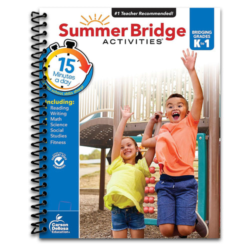 Summer Bridge Activities Kindergarten to 1st Grade Workbooks, Activity Book Ages 4-6 With Math, Phonics, Science, Social Studies, Writing Practice, Fitness, Flash Cards, Stickers, and More (Volume 2) (Spiral bound) Happy Coil spiral bound book