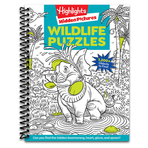 Wildlife Puzzles: Wildlife-Themed Hidden Pictures Puzzles for Kids 6 and Up, Search and Find Over 1,200 Hidden Objects in this Highlights Activity Book   (Spiral bound)