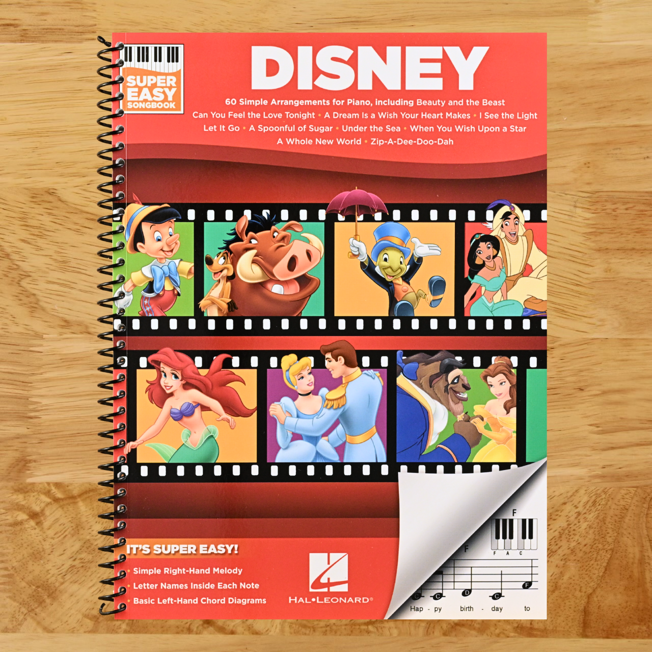 Disney Super Easy Songbook | Easy Piano Sheet Music for Beginners | 60 Classic Disney Songs with Lyrics and Chord Diagrams | Piano Music Book for Kids Students and Teachers | Fun Learning Gift   (Spiral bound)