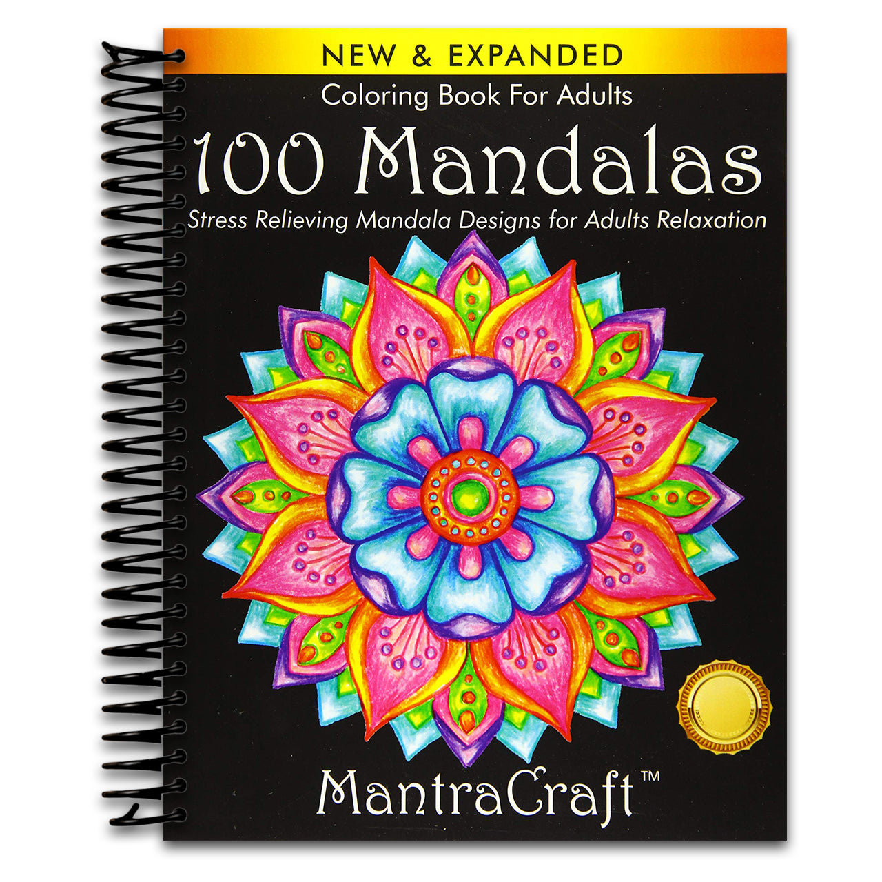Coloring Book For Adults: 100 Mandalas: Stress Relieving Mandala Designs for Adults Relaxation   (Spiral bound)
