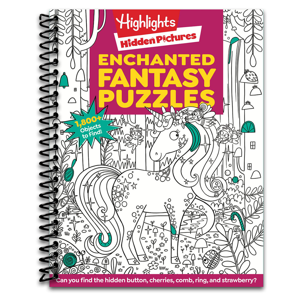 Enchanted Fantasy Puzzles: Find Over 1,800 Hidden Objects within this Fairy Tale Puzzle Book with Dragons, Fairies and Magical Creatures (Highlights Hidden Pictures) (Spiral bound) Happy Coil spiral bound book