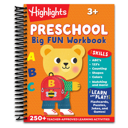 Preschool Big Fun Workbook: 256-Page Preschool Learning Workbook, Practice Math, Writing, Shapes and More with Puzzles and Activities for Preschoolers   (Spiral bound)