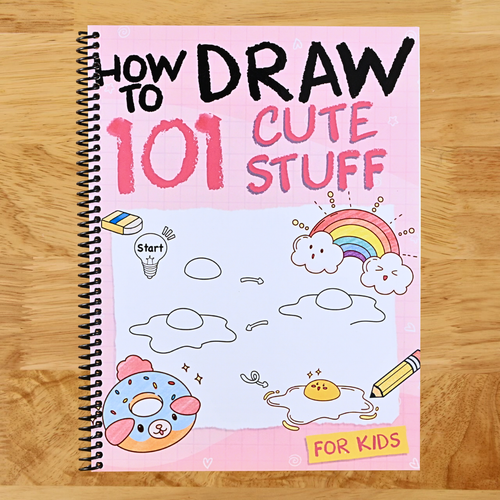 How To Draw 101 Cute Stuff For Kids: Simple and Easy Step-by-Step Guide Book to Draw Everything like Animals, Gift, Avocado and more with Cute Style (Spiral bound) Happy Coil spiral bound book