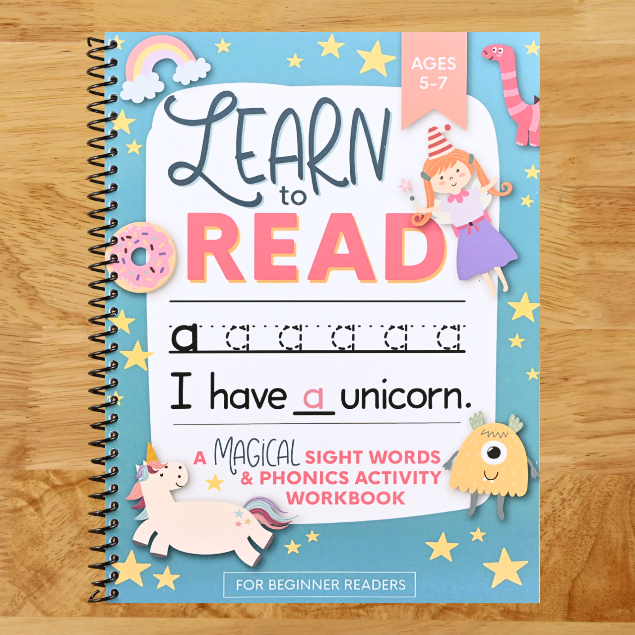 Learn to Read: A Magical Sight Words and Phonics Activity Workbook for Beginning Readers Ages 5-7: Reading Made Easy | Preschool, Kindergarten and 1st Grade (Spiral bound) Happy Coil spiral bound book