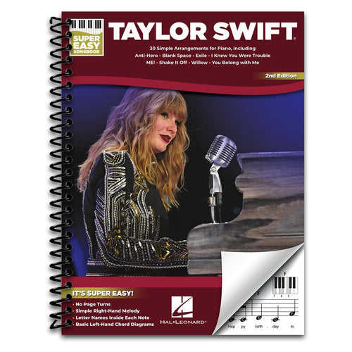 Taylor Swift Super Easy Songbook, 2nd Edition | Beginner Piano Sheet Music Book with 30 Simplified Pop Hits | Easy Piano Songs for Students Teachers Fans and Young Musicians Learning Piano (Spiral bound) Happy Coil spiral bound book
