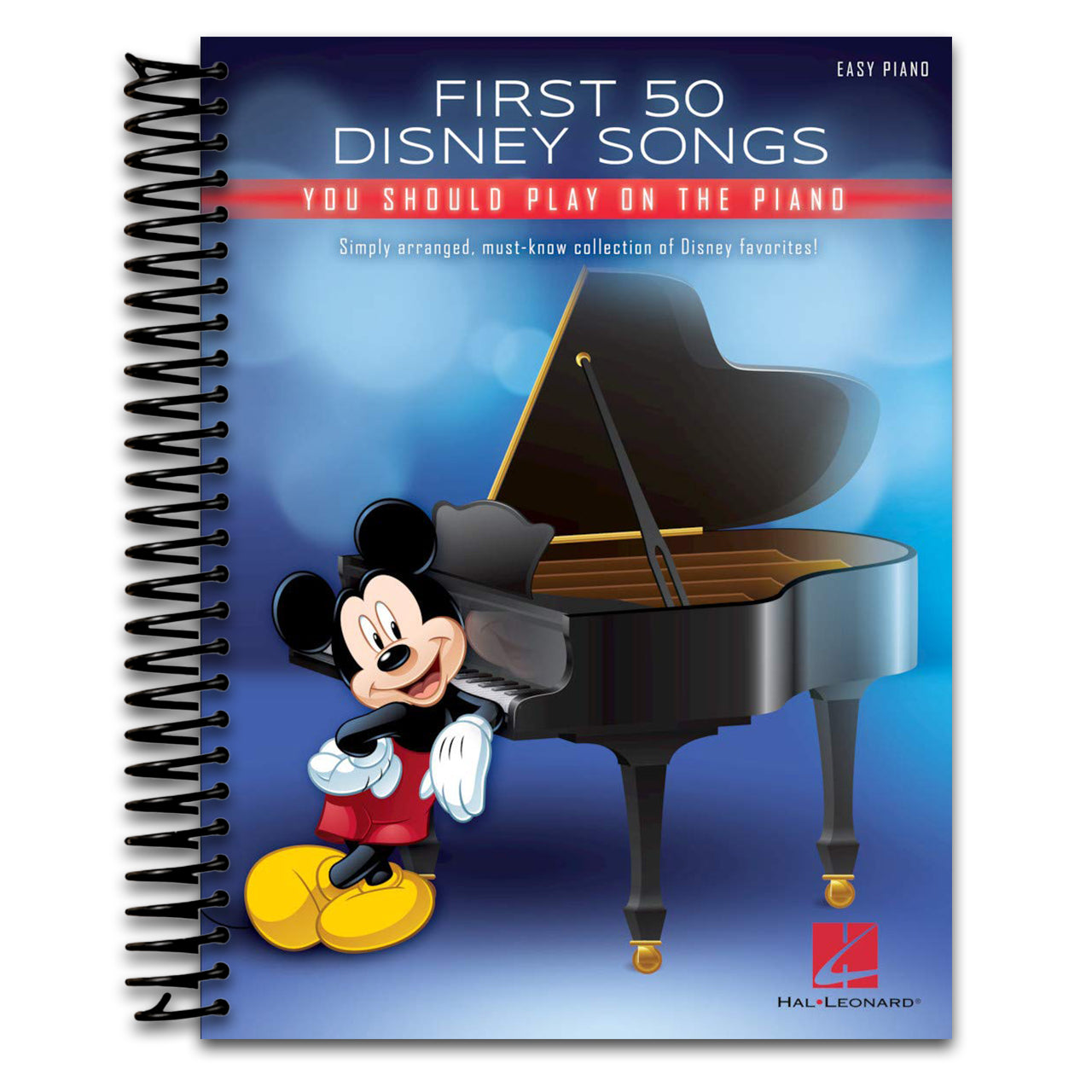 First 50 Disney Songs You Should Play on the Piano | Easy Piano Songbook for Beginners and Intermediate Players | Classic and Modern Disney Hits | Piano Sheet Music Book for Students, Teachers (Spiral bound) Happy Coil spiral bound book