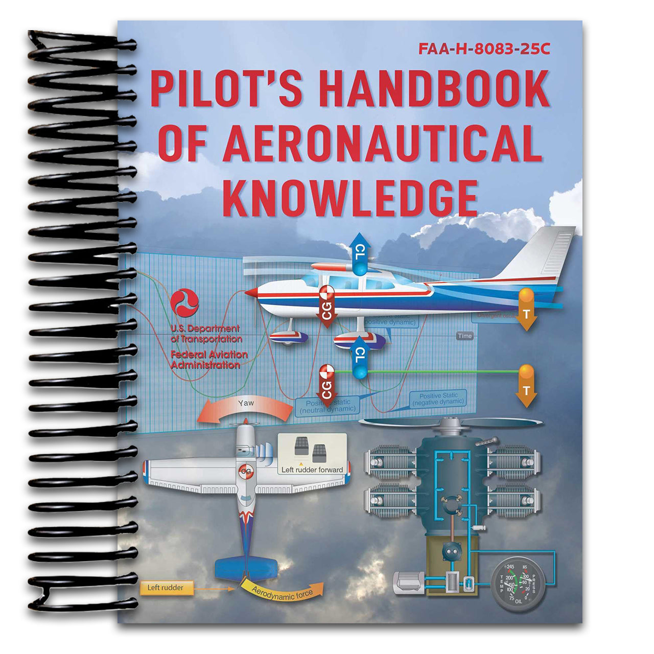 Pilot's Handbook of Aeronautical Knowledge: FAA-H-8083-25C (Spiral bound) Happy Coil spiral bound book