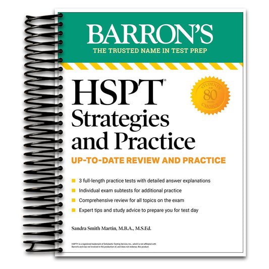 HSPT Strategies and Practice, Second Edition: Prep Book with 3 Practice Tests + Comprehensive Review + Practice + Strategies (Barron's Test Prep)
