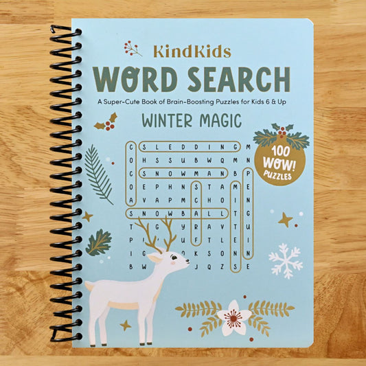 KindKids Word Search Winter Magic: A Super-Cute Book of Brain-Boosting Puzzles for Kids 6 & Up (Spiral bound) Happy Coil spiral bound book