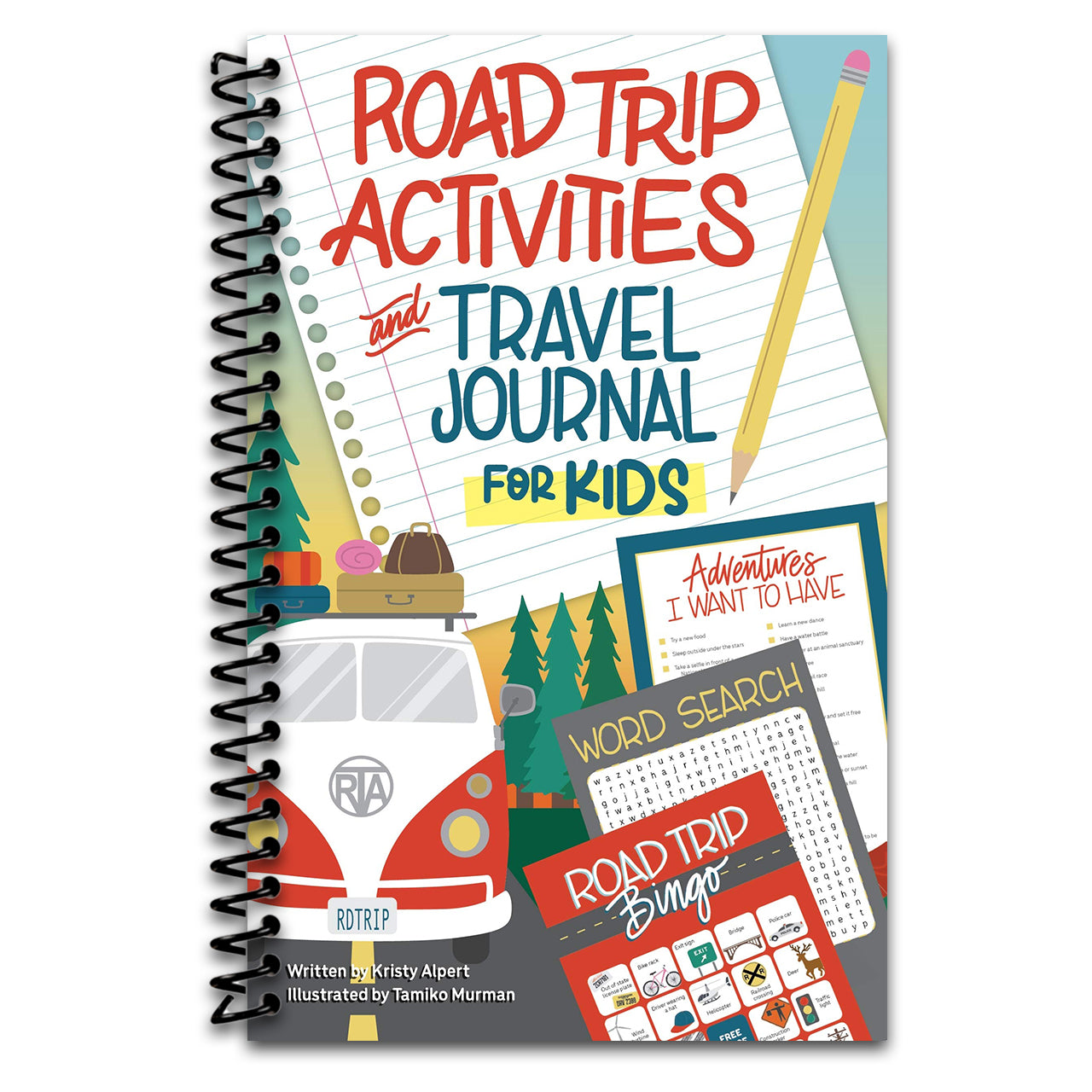 Road Trip Activities and Travel Journal for Kids (Happy Fox Books) Over 100 Games, Mazes, Mad Libs, Writing Prompts, and Scavenger Hunts for Families and Kids Ages 7 and Up, with Zero Screen Time (Spiral bound) Happy Coil spiral bound book