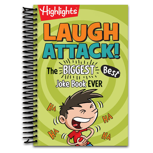 Laugh Attack!: Over 1,000 Jokes for Kids, Must-Have Kids Joke Book with Knock-Knocks, Riddles, Tongue Twisters and Cartoons (Spiral bound) Happy Coil spiral bound book