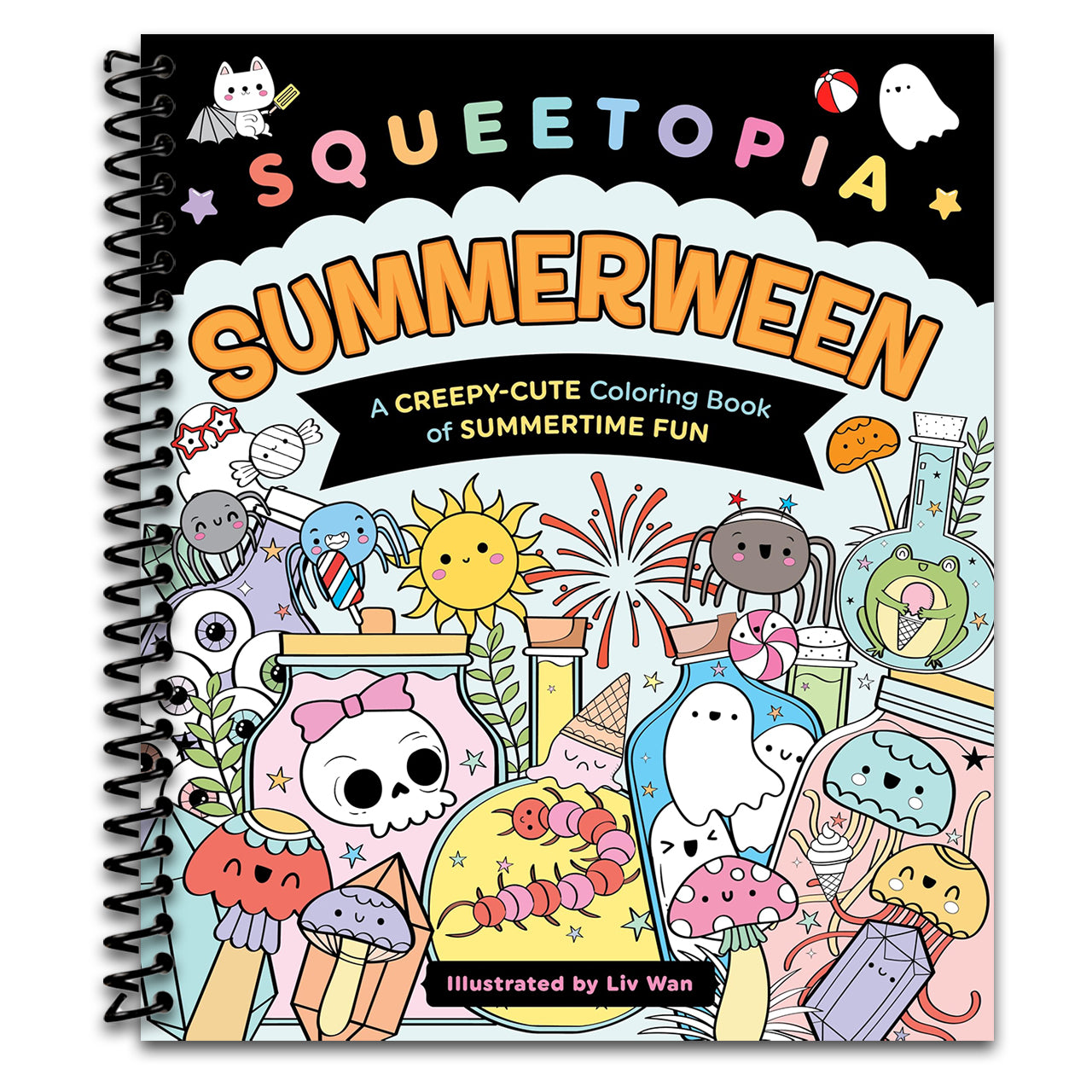 Squeetopia: Summerween: A Creepy-Cute Coloring Book of Summertime Fun (Spiral bound) Happy Coil spiral bound book