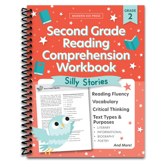 The 2nd Grade Reading Comprehension Workbook for Kids: Silly and Engaging Stories, Biographies, Poetry and Informational Text to Improve Reading Comprehension and Phonics (2nd Grade Workbooks)