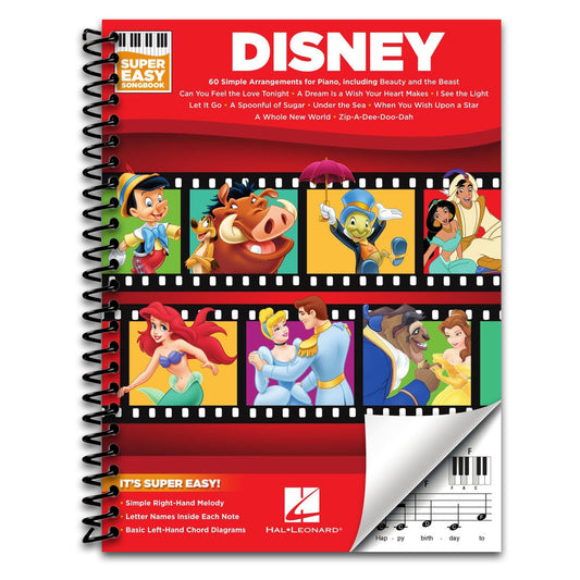 Disney Super Easy Songbook | Easy Piano Sheet Music for Beginners | 60 Classic Disney Songs with Lyrics and Chord Diagrams | Piano Music Book for Kids Students and Teachers | Fun Learning Gift   (Spiral bound)