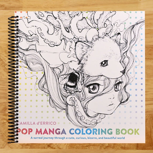 Pop Manga Coloring Book: A Surreal Journey Through a Cute, Curious, Bizarre, and Beautiful World (Spiral bound) Happy Coil spiral bound book