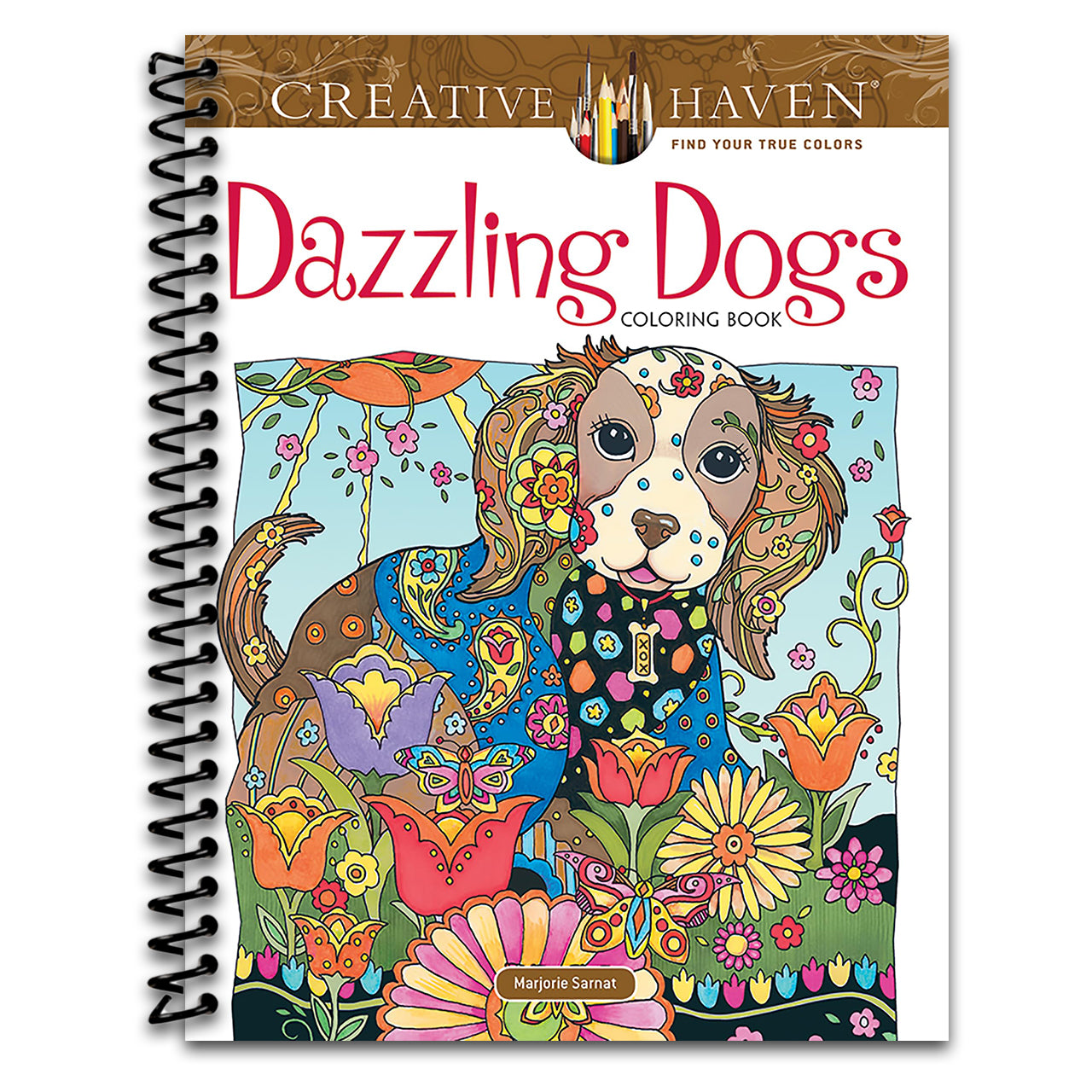 Creative Haven Dazzling Dogs Coloring Book: Relaxing Illustrations for Adult Colorists (Adult Coloring Books: Pets) (Spiral bound) Happy Coil spiral bound book
