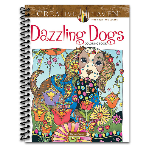 Creative Haven Dazzling Dogs Coloring Book: Relaxing Illustrations for Adult Colorists (Adult Coloring Books: Pets) (Spiral bound) Happy Coil spiral bound book