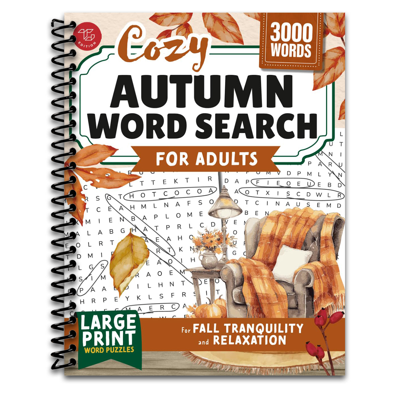Cozy Autumn Word Search for Adults: Large Print Word Puzzles for Fall Tranquility and Relaxation (Word Find Books For Adults)   (Spiral bound)